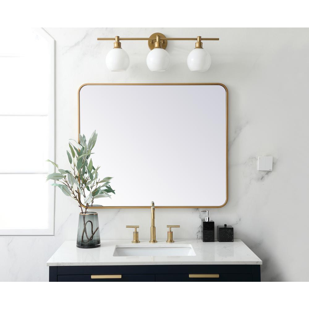 Soft corner metal rectangular mirror 30x36 inch in Brass. Picture 9