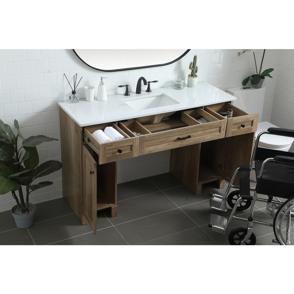 54 Inch ADA Compliant Bathroom Vanity In Natural Oak. Picture 3