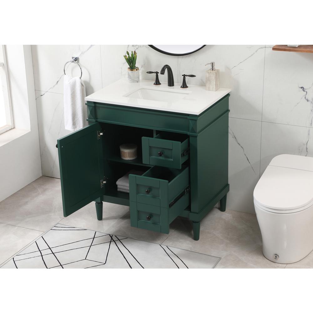32 inch Single bathroom vanity in green. Picture 3