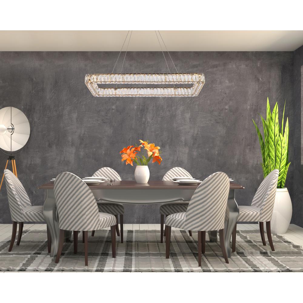 Monroe 42 inch LED Single rectangle pendant in gold. Picture 7