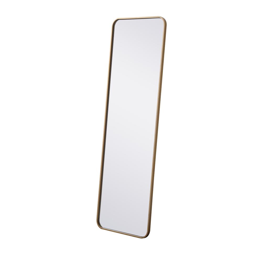 Soft corner metal rectangular mirror 18x60 inch in Brass. Picture 5