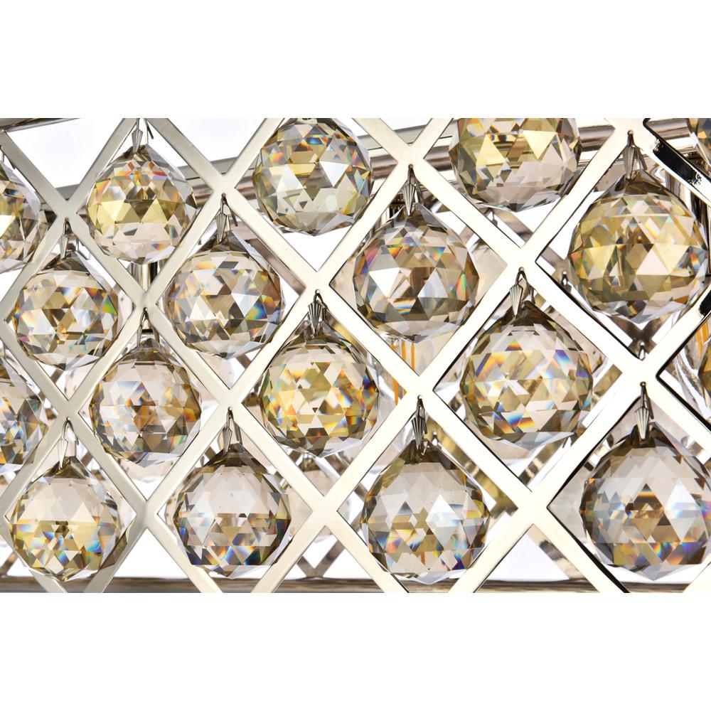 Madison 6 light polished Nickel Chandelier Golden Teak (Smoky) Royal Cut Crystal. Picture 5