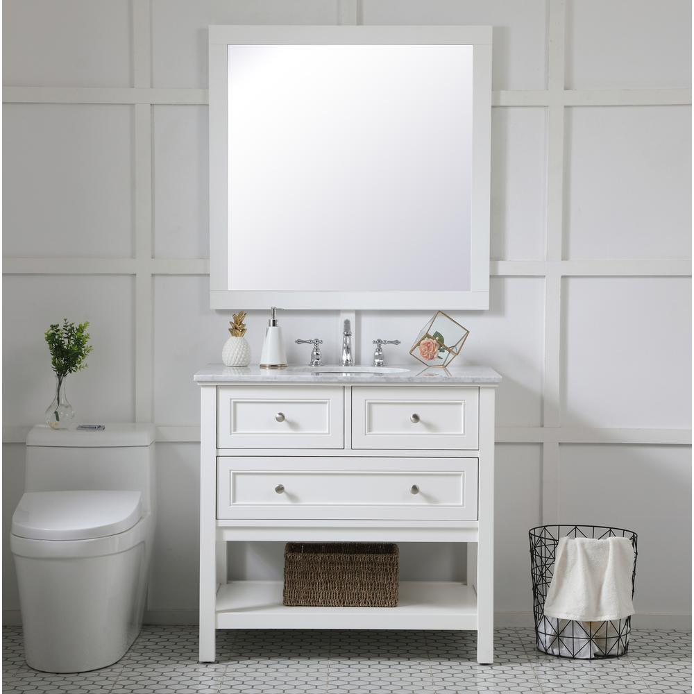 Aqua square vanity mirror 36 inch in White. Picture 3
