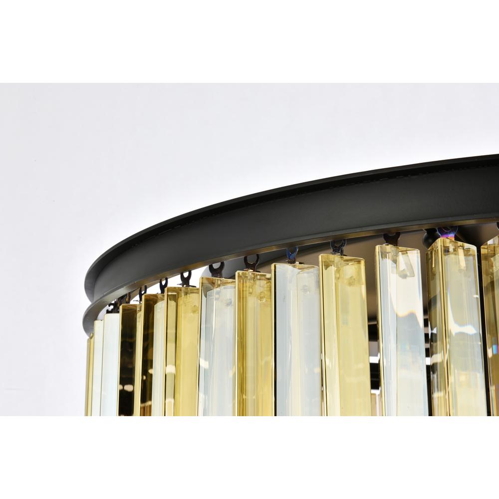 Sydney 8 light Matte Black Flush Mount Golden Teak (Smoky) Royal Cut Crystal. Picture 4