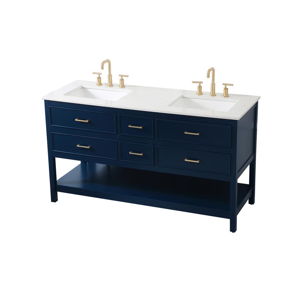 60 inch double bathroom vanity in blue. Picture 8