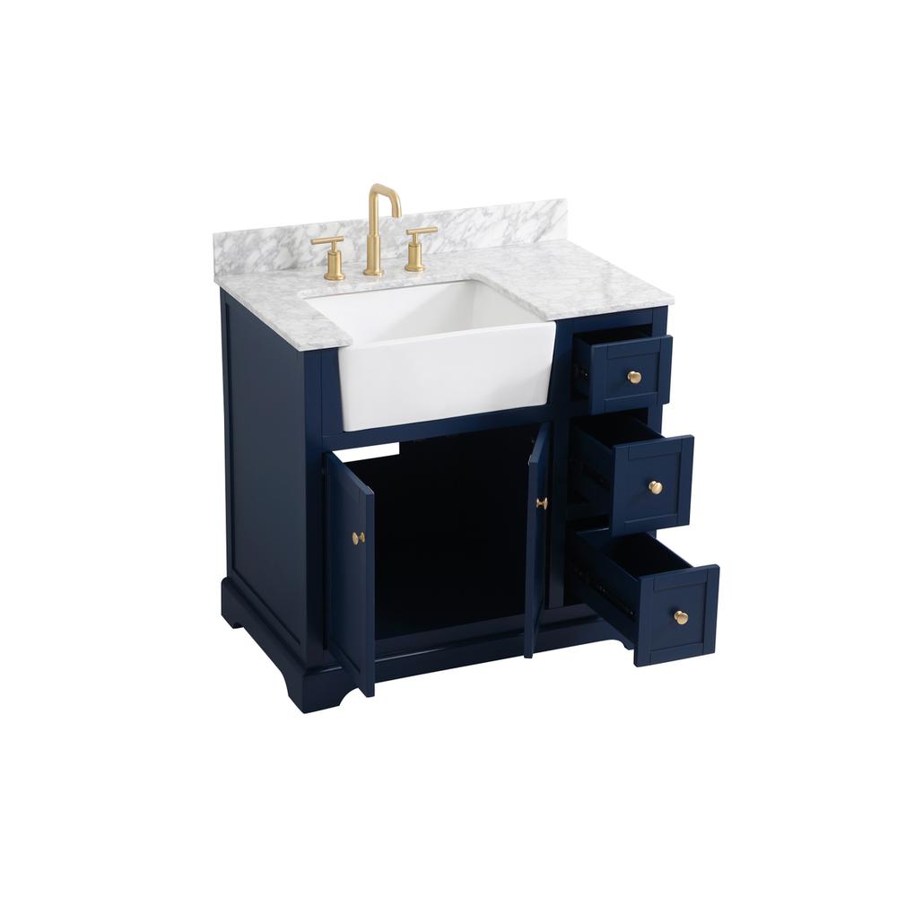 36 inch Single bathroom vanity in blue with backsplash. Picture 9