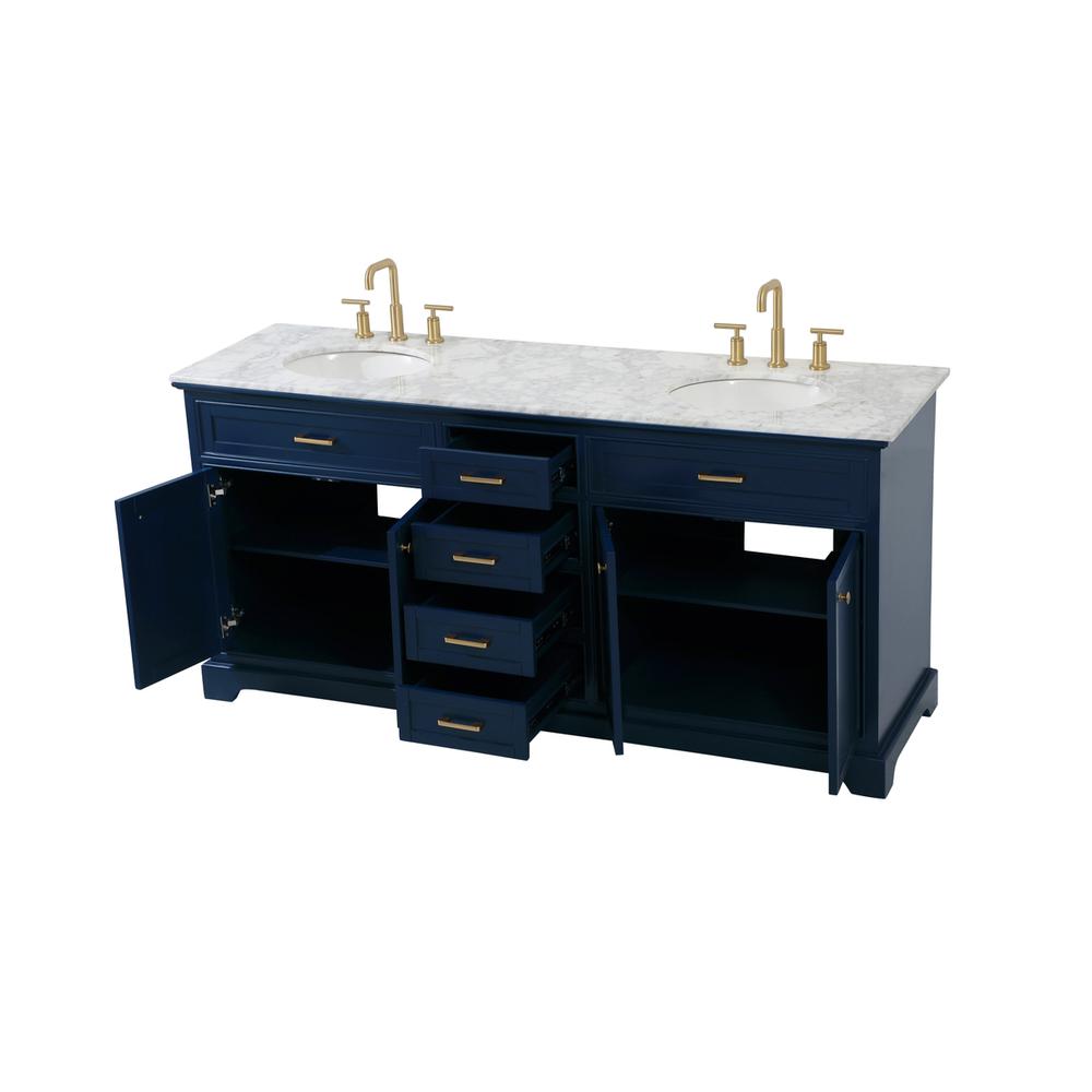 72 inch double bathroom vanity in blue. Picture 9