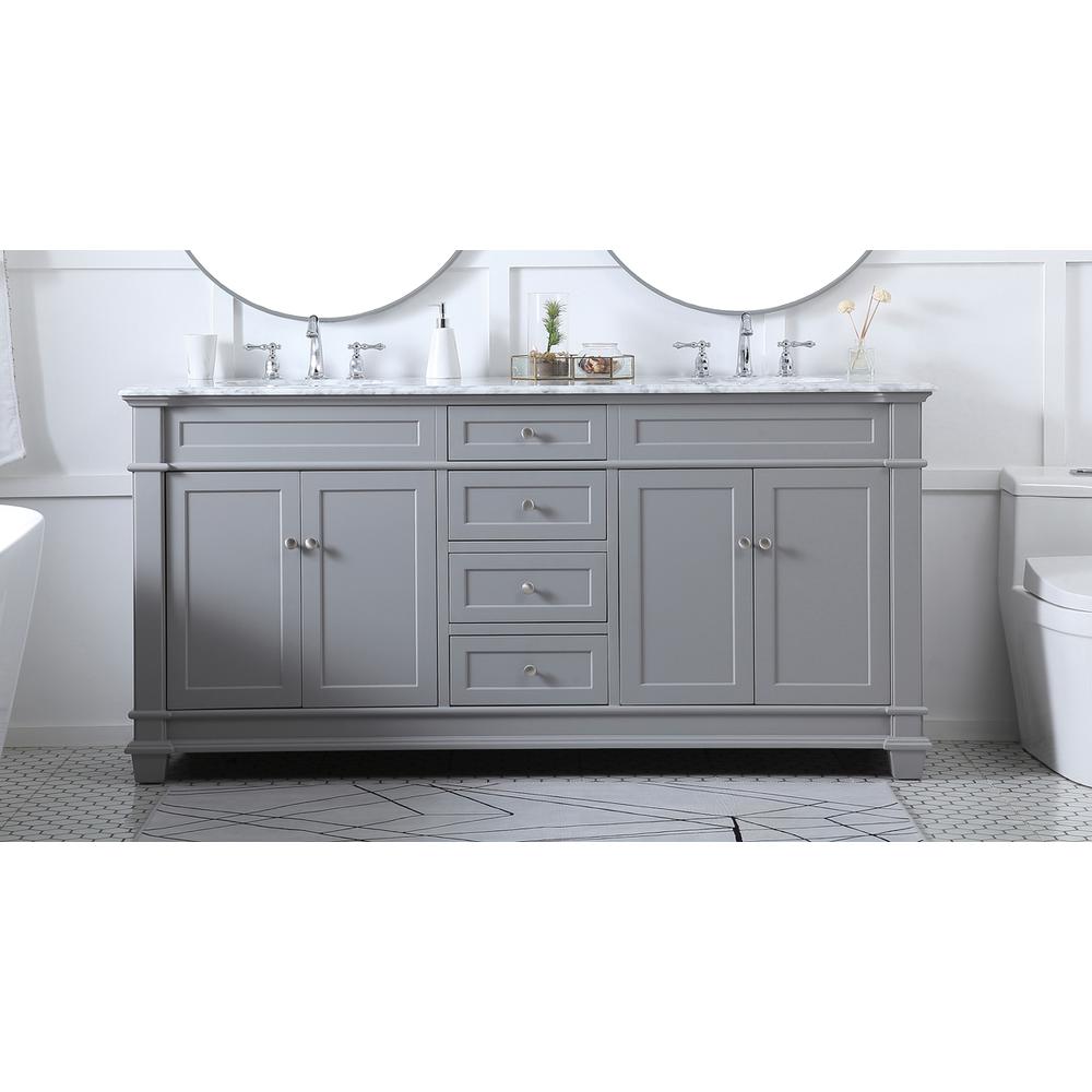 72 inch Double Bathroom Vanity set in Grey. Picture 14