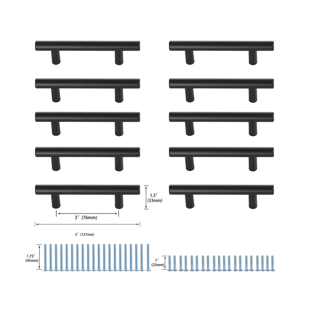 Quinn 3" Center to Center Matte Black Bar Pull Multipack (set of 10). Picture 5