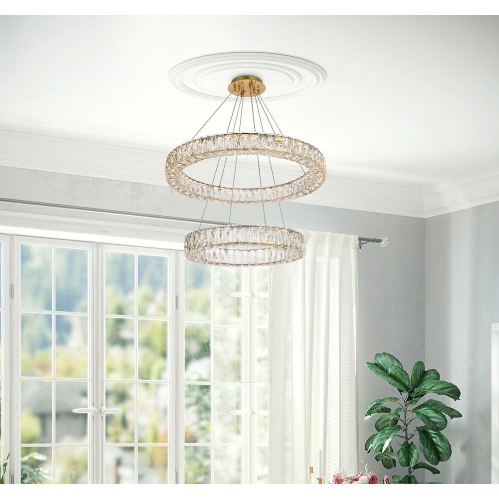 Monroe 28 inch LED double ring chandelier in gold. Picture 8