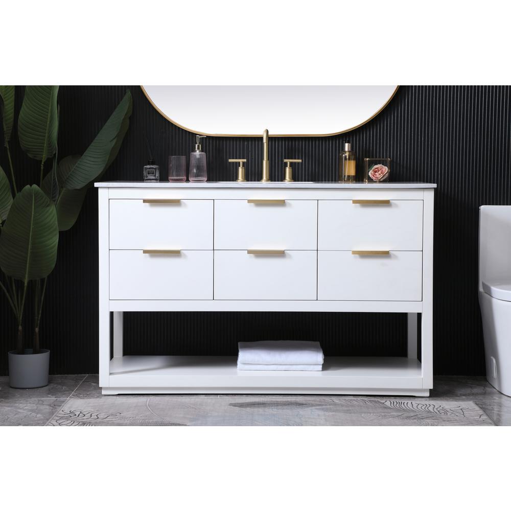 54 Inch SIngle Bathroom Vanity In White. Picture 14
