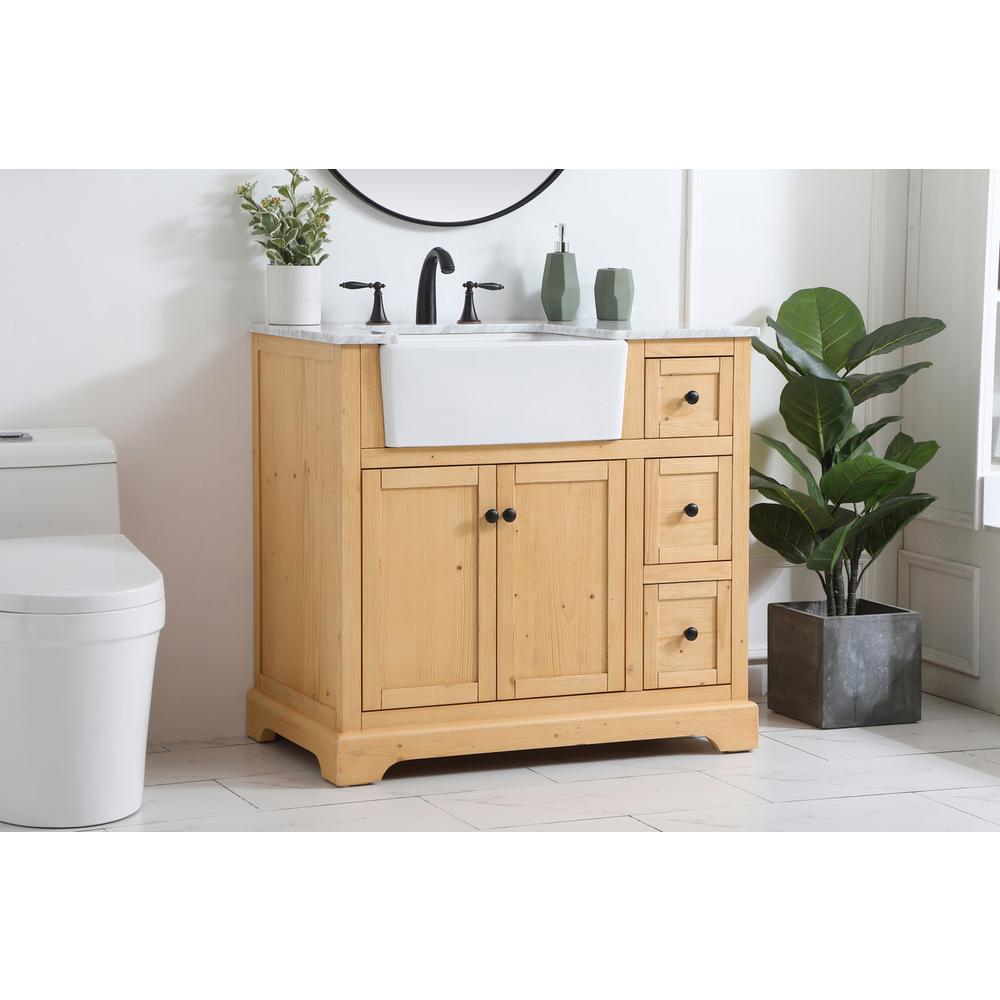 36 inch Single bathroom vanity in natural wood. Picture 2