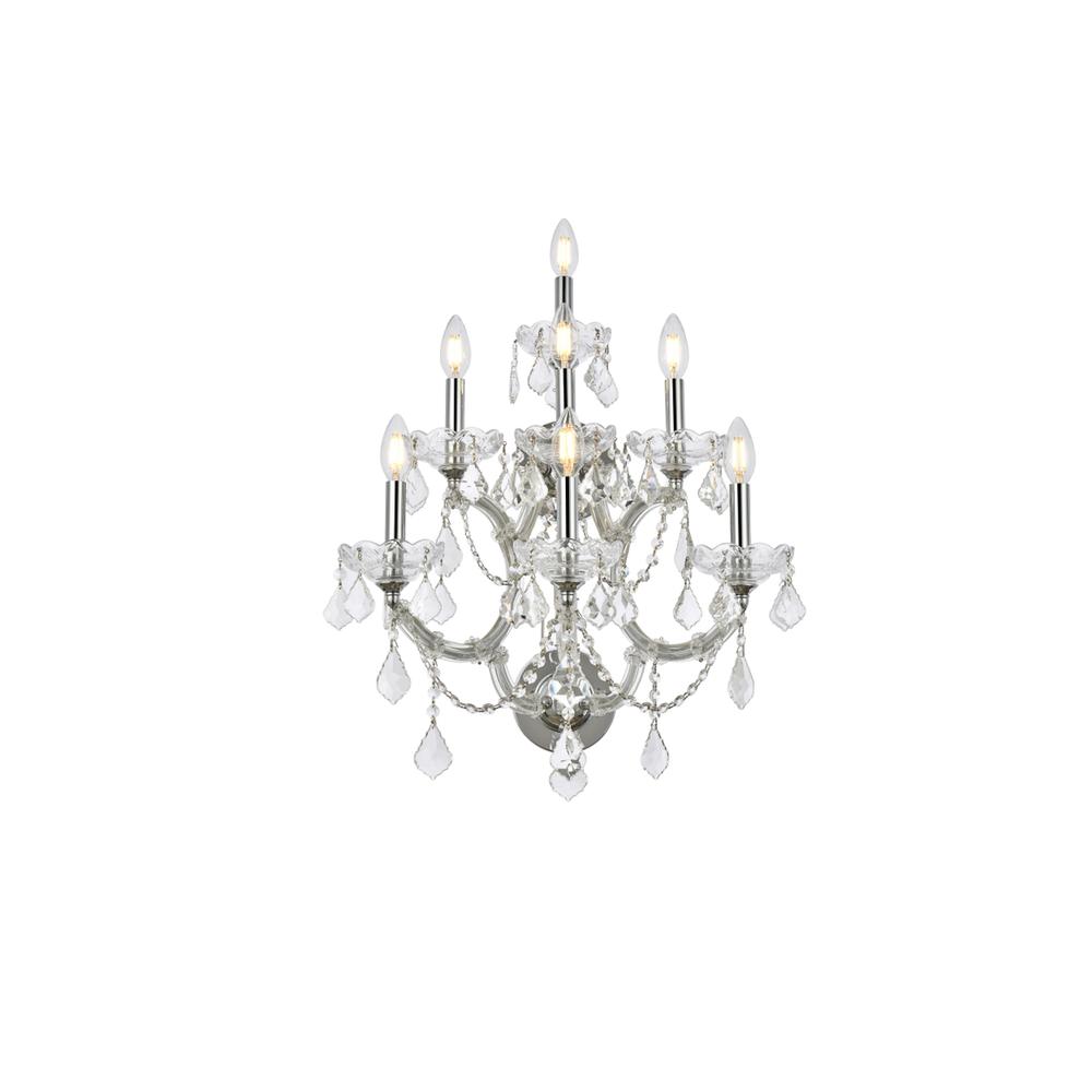 Maria Theresa 7 light Chrome Wall Sconce Clear Royal Cut Crystal. Picture 1