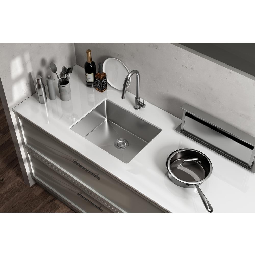 Stainless Steel undermount kitchen sink L23'' x W18'' x H10". Picture 8
