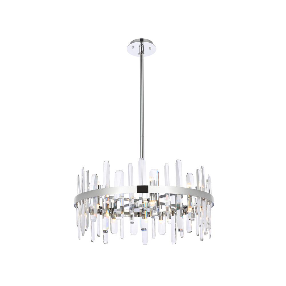 Serena 25 inch crystal round pendant in chrome. Picture 1