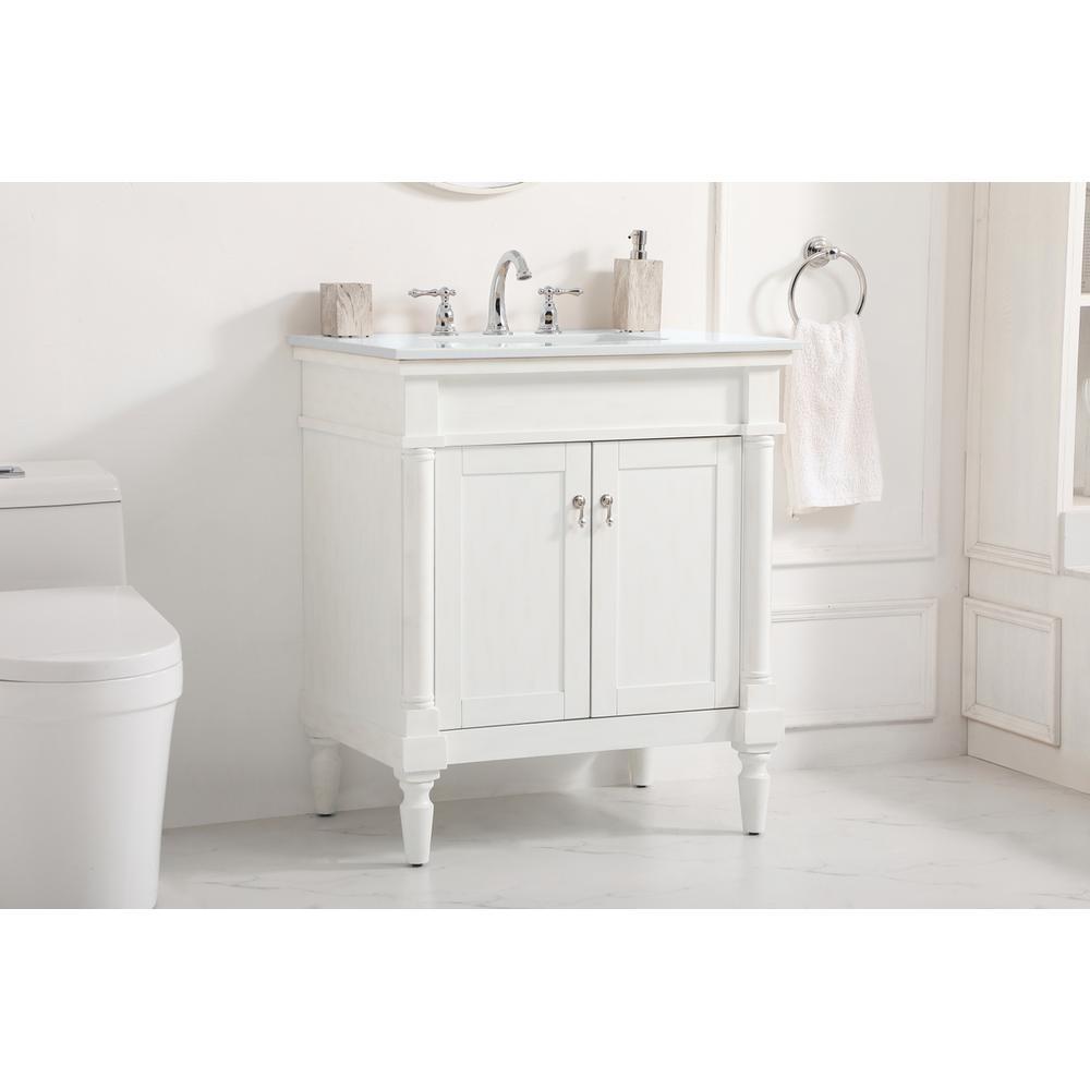 30 inch Single Bathroom vanity in Antique White. Picture 2