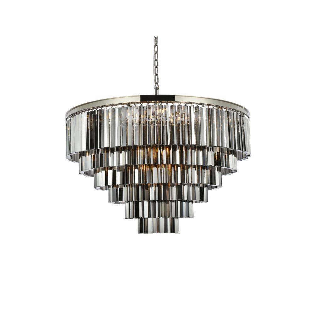 Sydney 33 light polished nickel Chandelier Silver Shade (Grey) Royal Cut Crystal. Picture 2