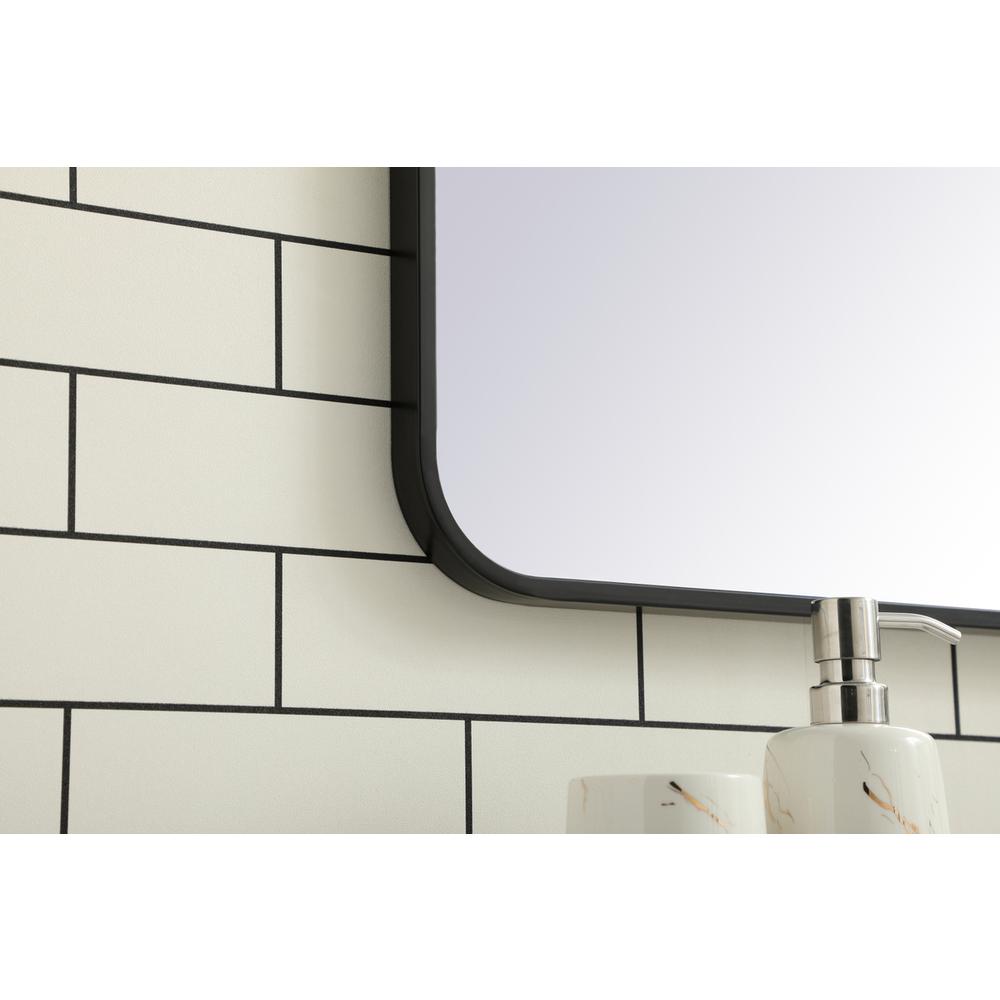 Soft corner metal rectangular mirror 30x40 inch in Black. Picture 4