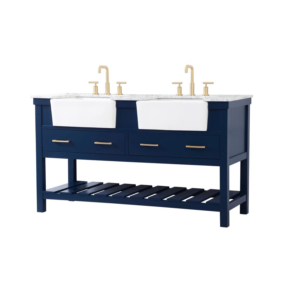 60 inch double bathroom vanity in blue. Picture 7