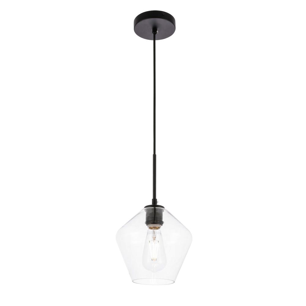 Gene 1 light Black and Clear glass pendant. Picture 5