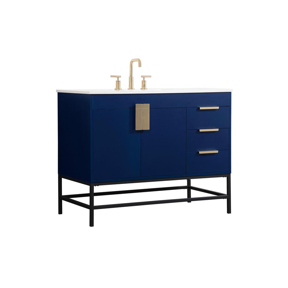 42 inch Single bathroom vanity in blue. Picture 7
