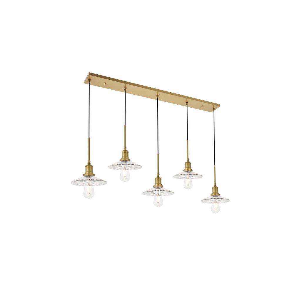 Waltz 5 Light Brass Pendant. Picture 7