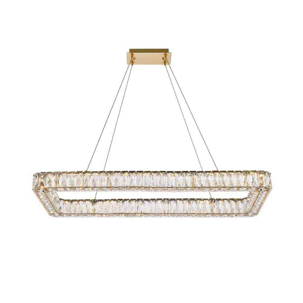 Monroe 42 inch LED Single rectangle pendant in gold. Picture 1