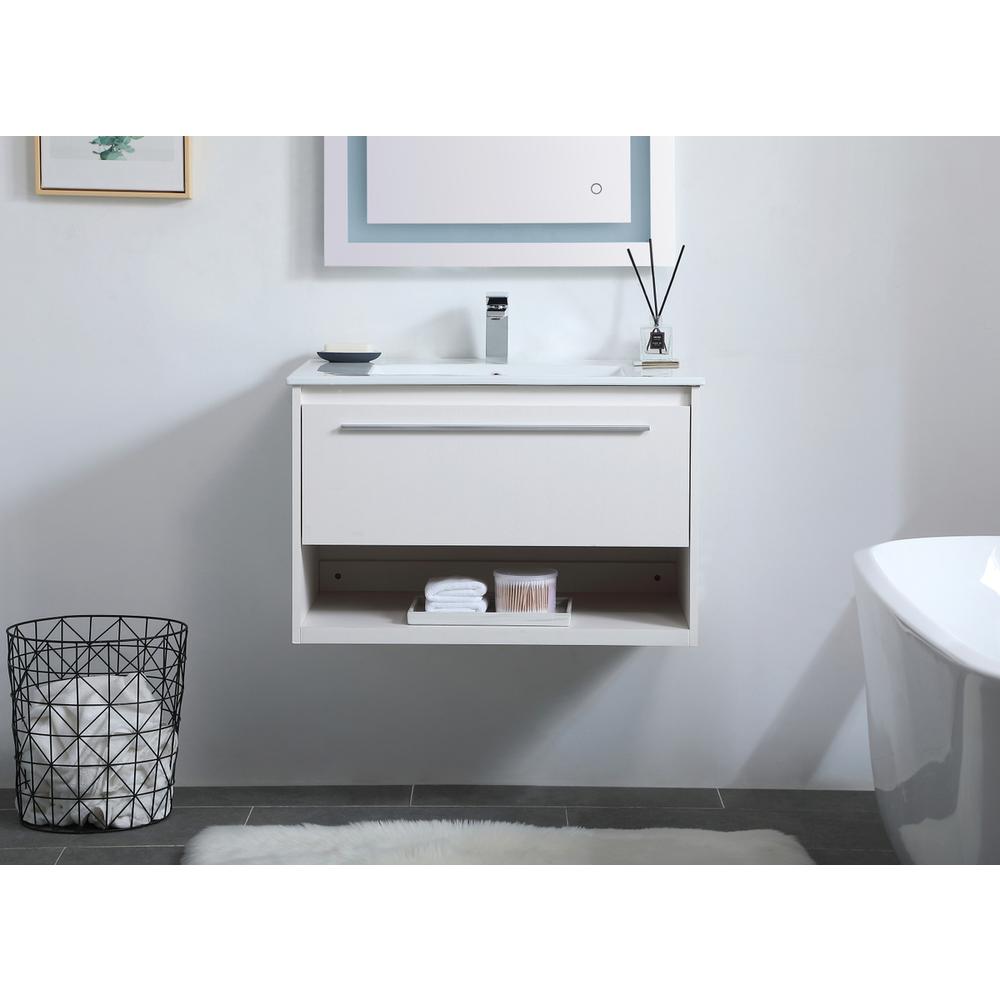 30 inch  Single Bathroom Floating Vanity in White. Picture 13