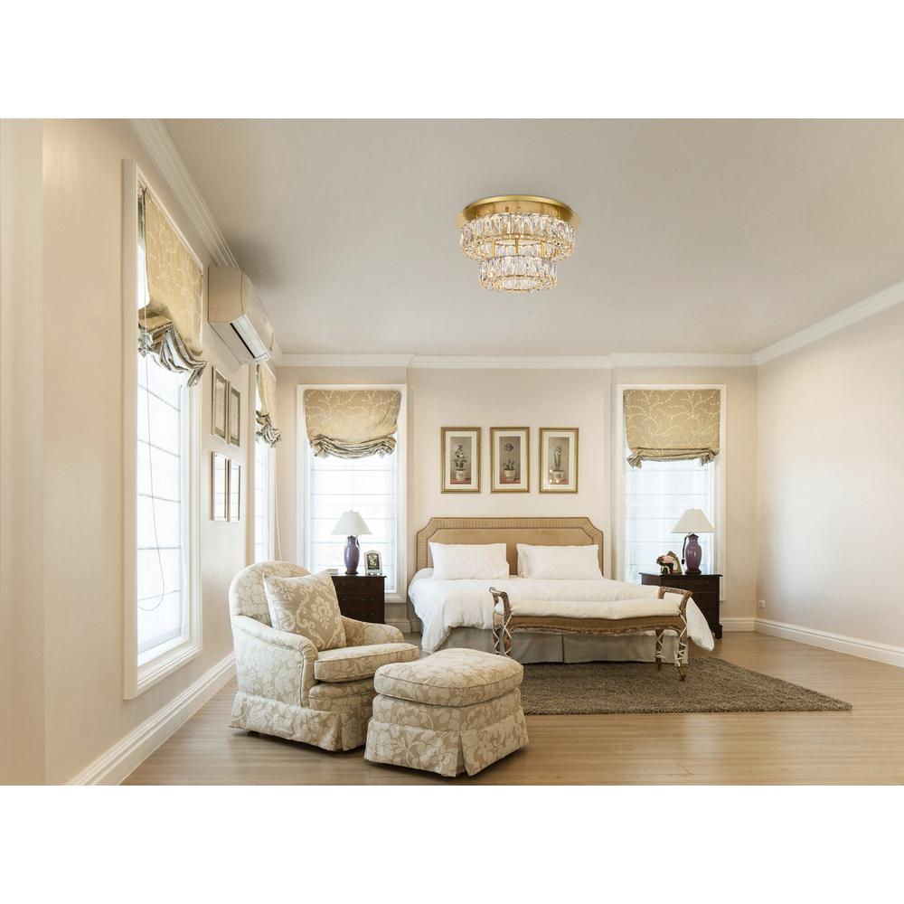 Monroe LED light gold Flush Mount Clear Royal Cut Crystal. Picture 8
