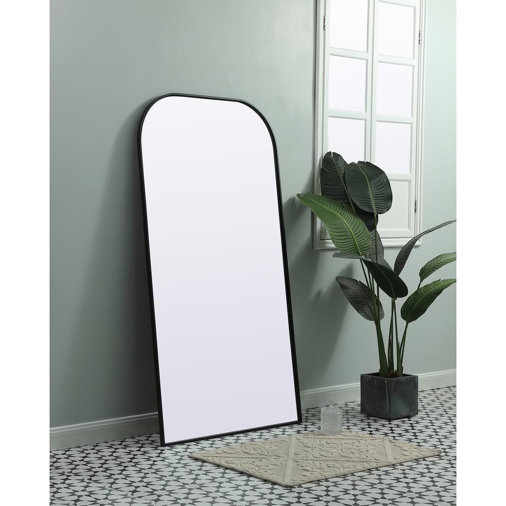 Metal Frame Arch Full Length Mirror 35x66 Inch in Black. Picture 2
