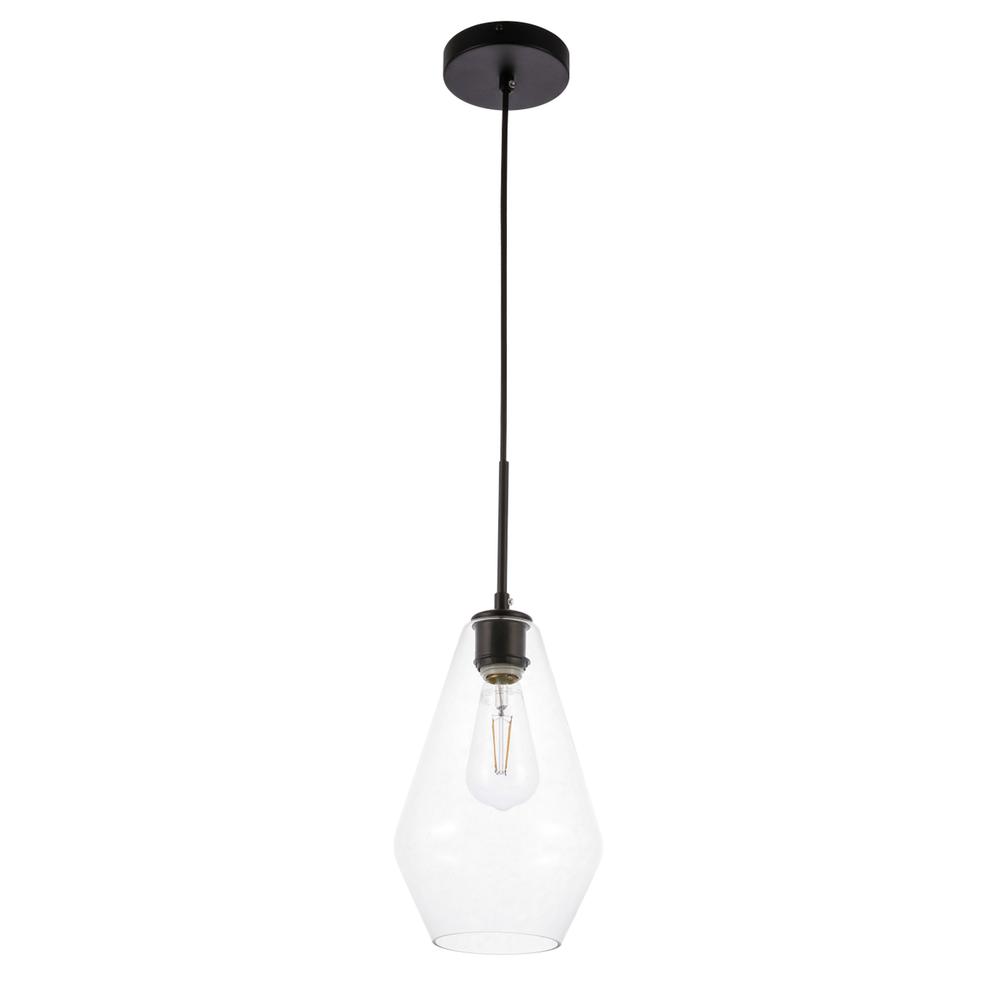 Gene 1 light Black and Clear glass pendant. Picture 6