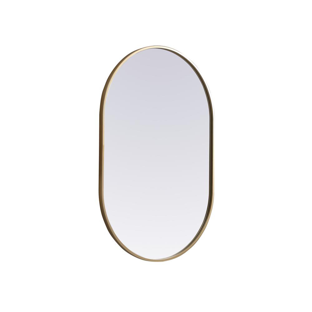Metal Frame Oval Mirror 24x36 Inch in Brass. Picture 7