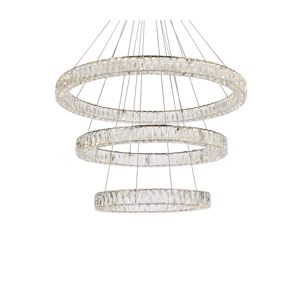 Monroe 41 inch LED triple ring chandelier in chrome. Picture 2