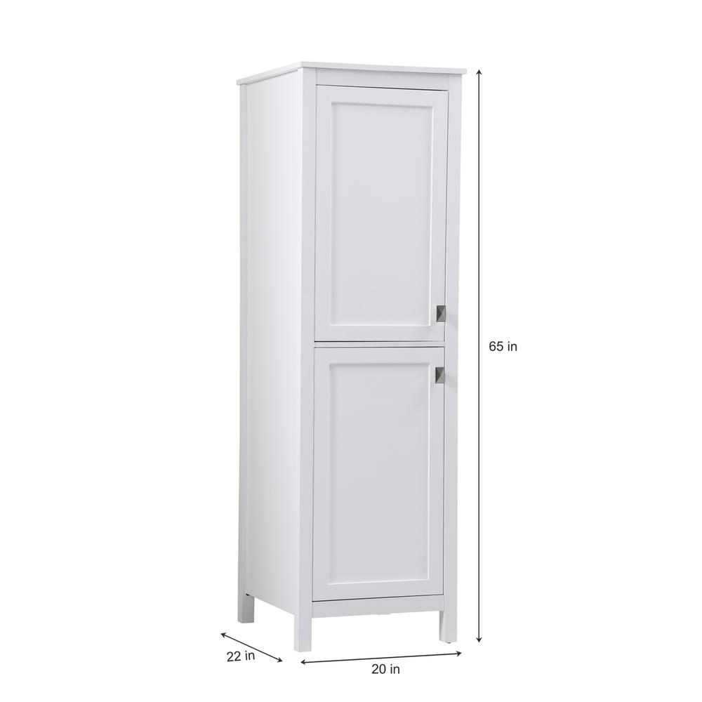 20 Inch Wide Bathroom Linen Storage Freestanding Cabinet In White. Picture 7