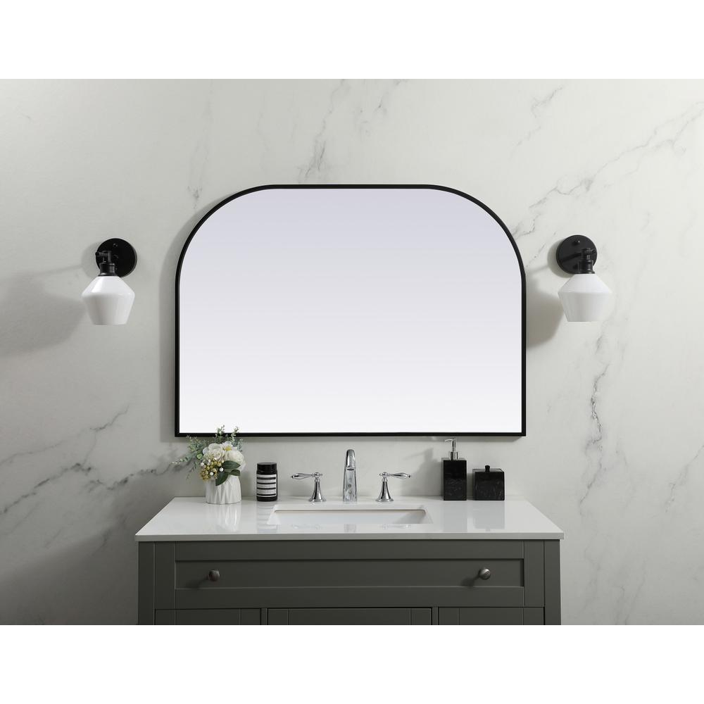 Metal Frame Arch Mirror 42x30 Inch in Black. Picture 9