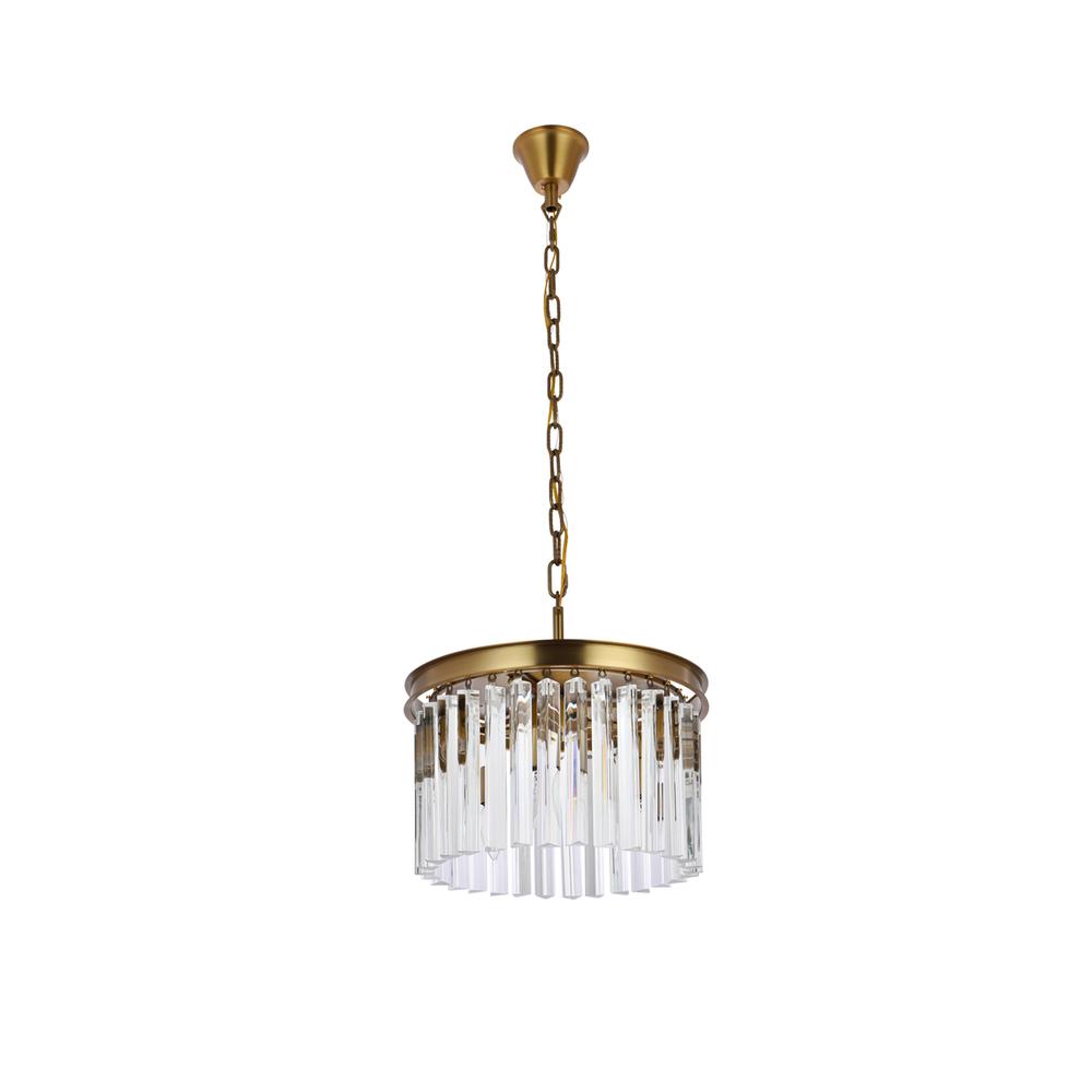 Sydney 16 inch round crystal pendant in satin gold. Picture 6