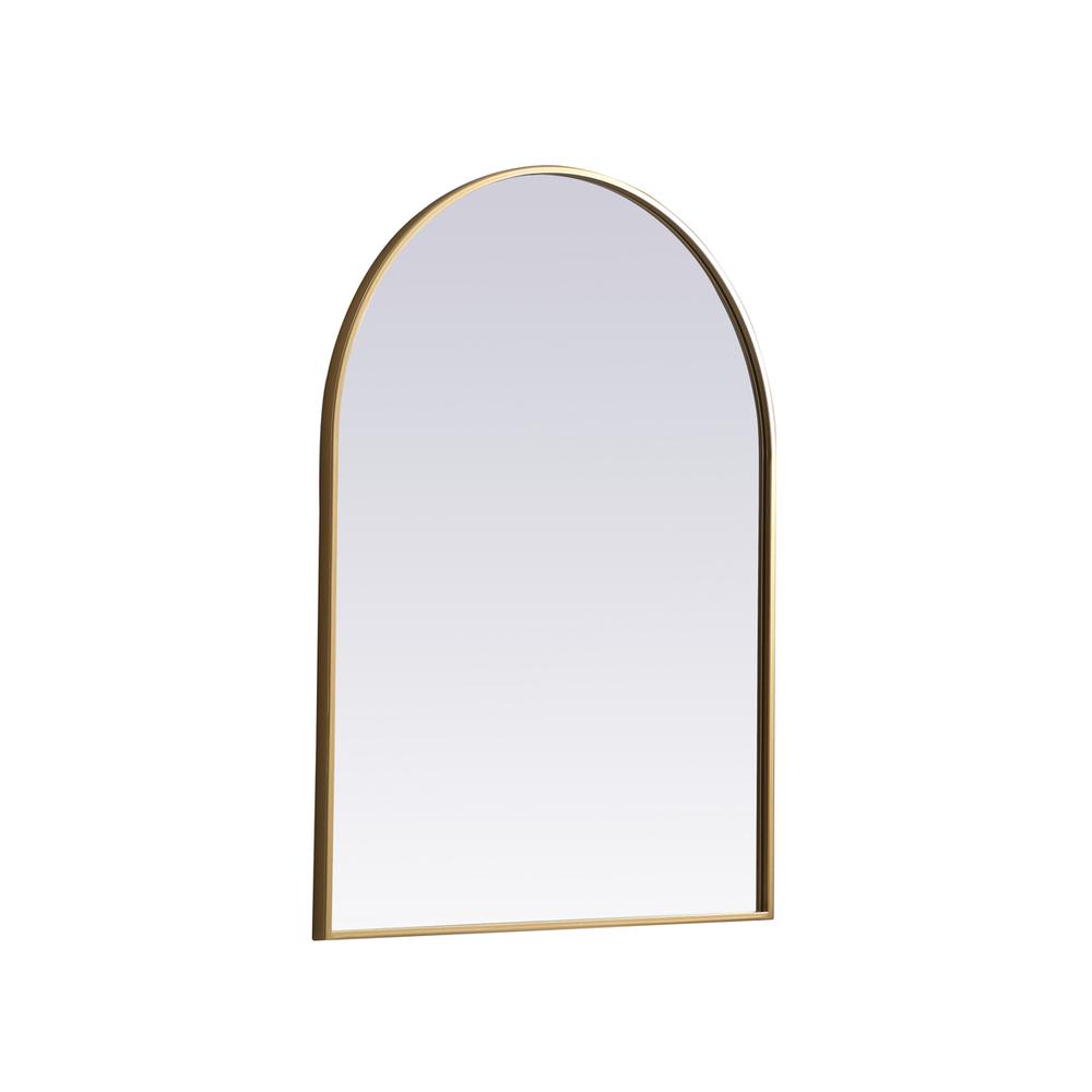 Metal Frame Arch Mirror 27x36 Inch in Brass. Picture 7