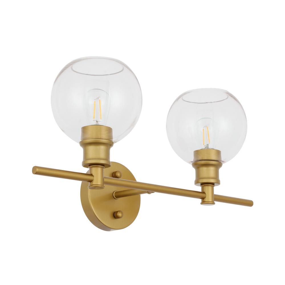 Collier 2 light Brass and Clear glass Wall sconce. Picture 8