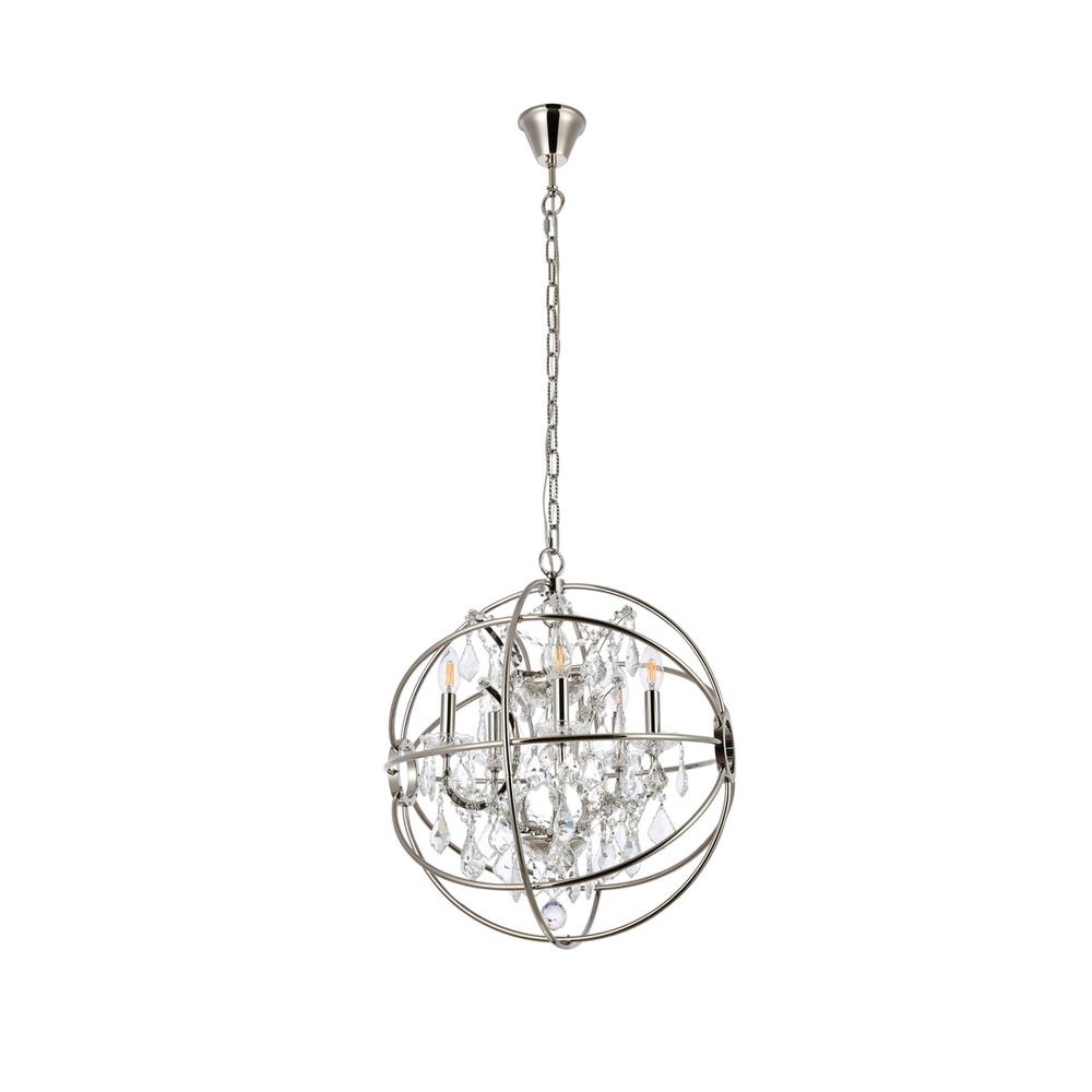 Geneva 5 light polished nickel Pendant Clear Royal Cut crystal. Picture 6