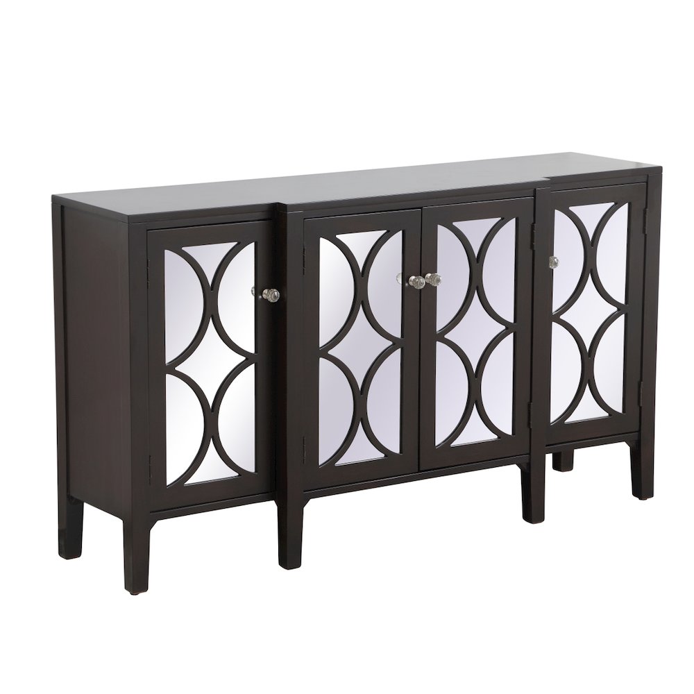 60 Inch Mirrored Credenza In Dark Walnut. Picture 7
