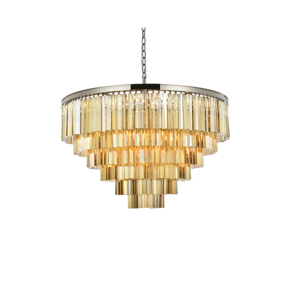 Sydney 33 light polished nickel Chandelier Golden Teak (Smoky) Royal Cut Crystal. Picture 2