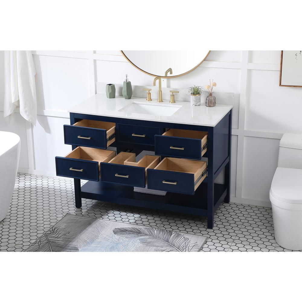 48 inch Single bathroom vanity in blue with backsplash. Picture 3
