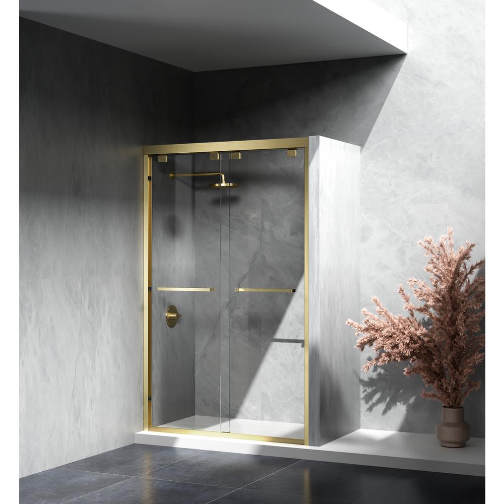 Semi-frameless shower door 48 x 76 Brushed Gold. Picture 3