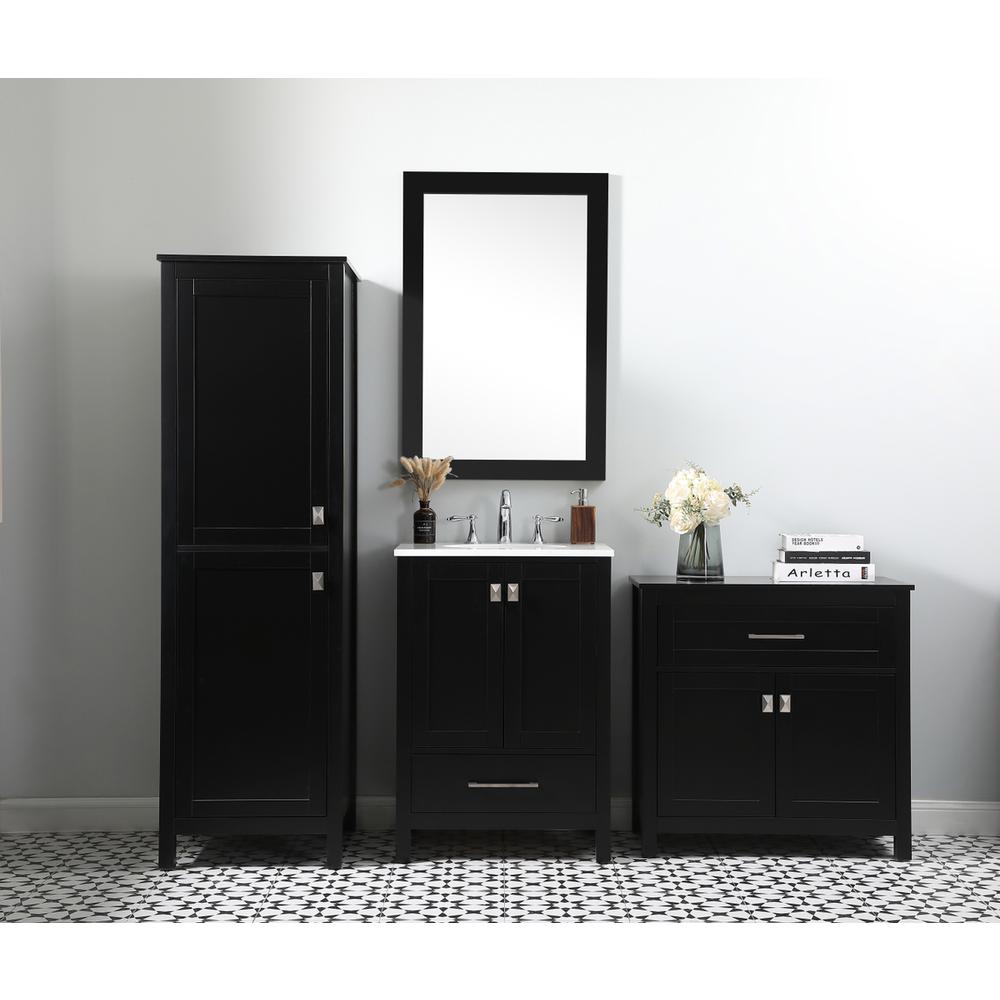 20 Inch Wide Bathroom Linen Storage Freestanding Cabinet In Black. Picture 10