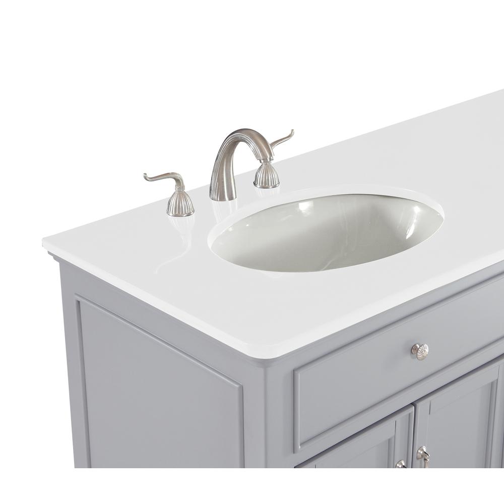 60 inch Double Bathroom vanity in Light Grey with ivory white engineered marble. Picture 3