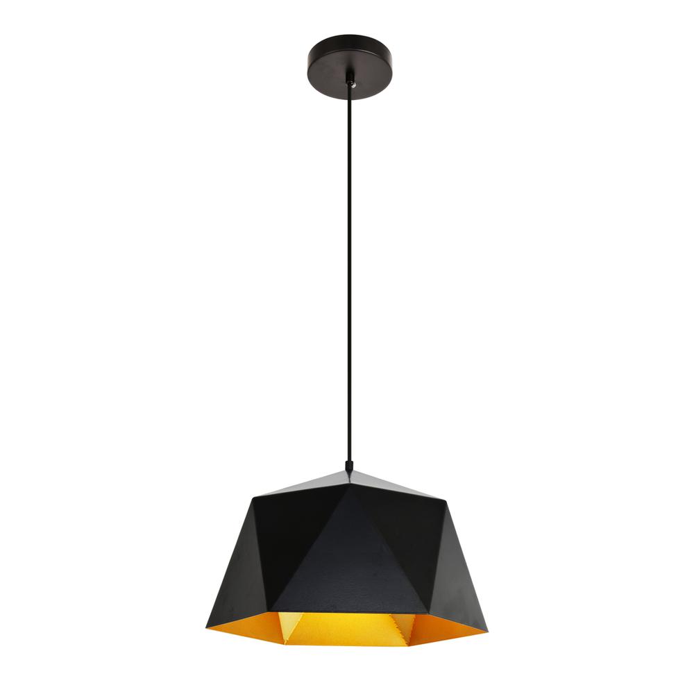 Arden Collection Pendant D15.0'' H9.6 Lt:1 Black and Gold Finish. Picture 2