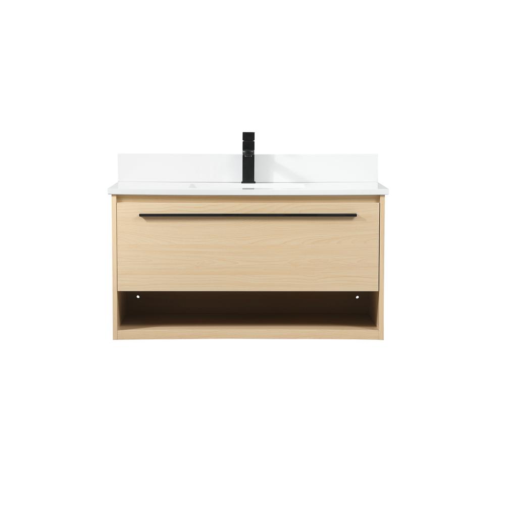 36 inch Single bathroom vanity in maple with backsplash. Picture 1