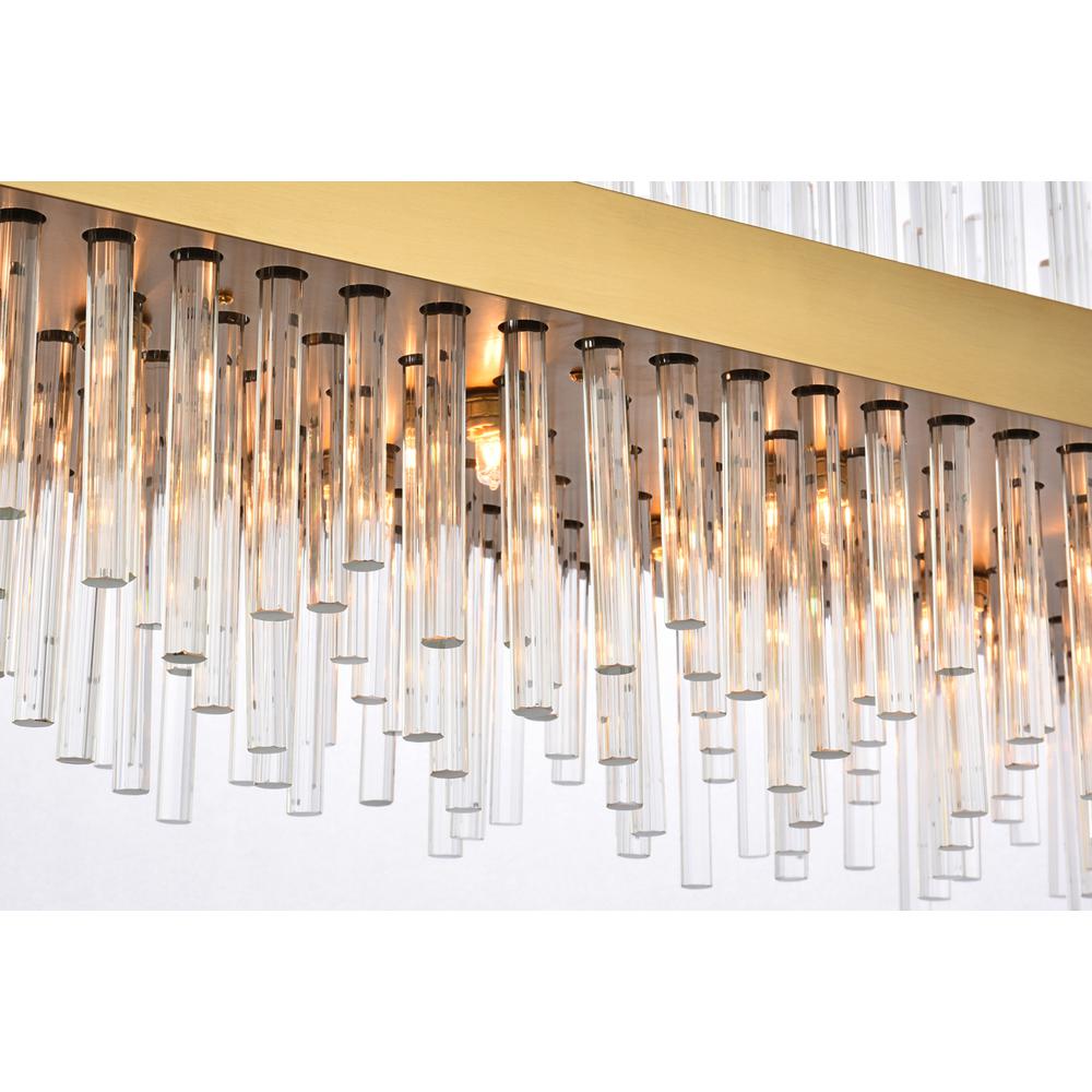 Dallas 42 inch rectangle crystal pendant in satin gold. Picture 3