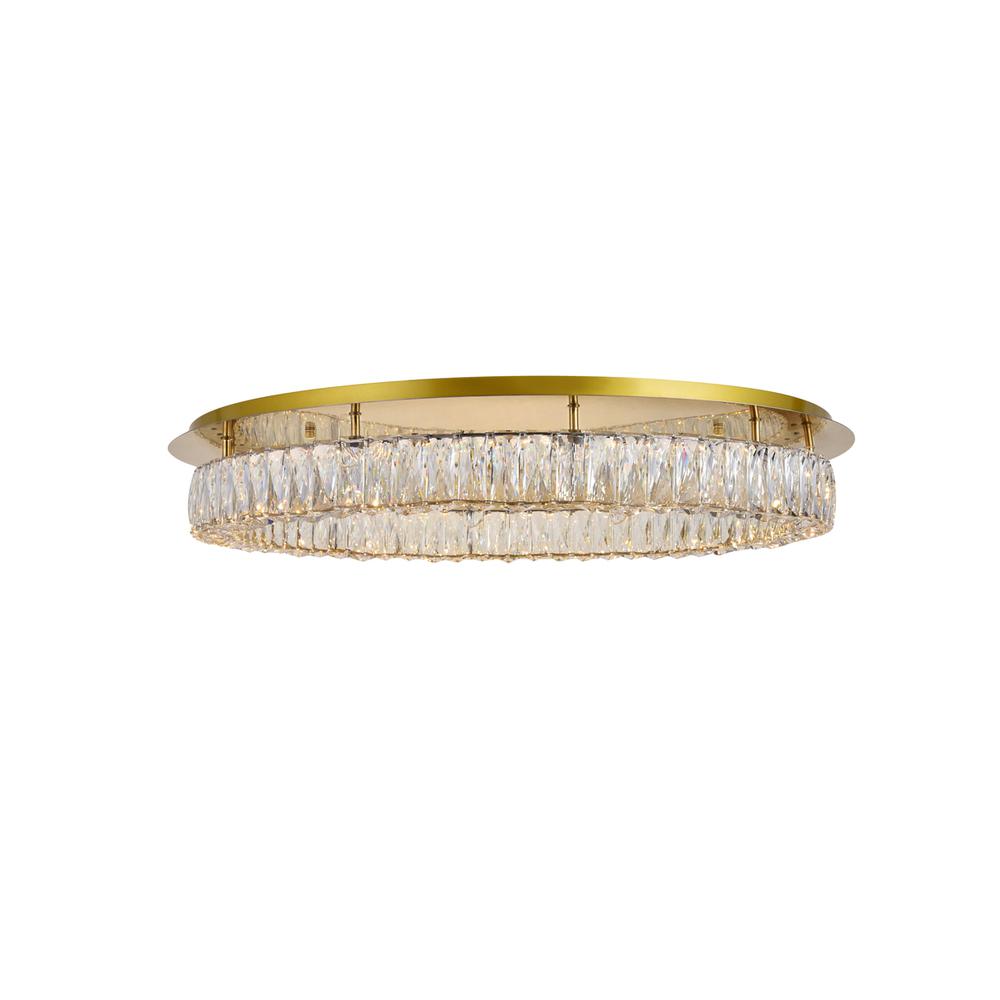 Monroe LED light Gold Flush Mount Clear Royal Cut Crystal. Picture 1