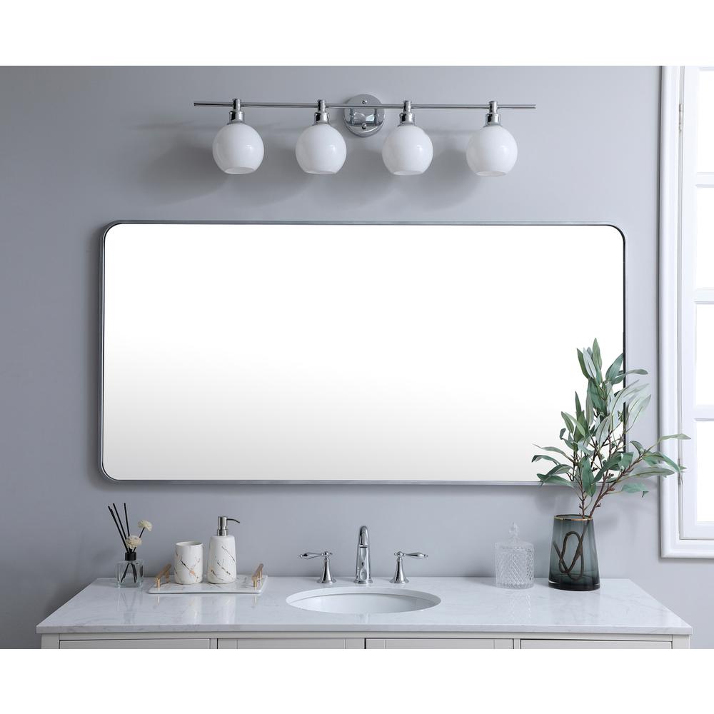 Soft corner metal rectangular mirror 30x60 inch in Silver. Picture 9